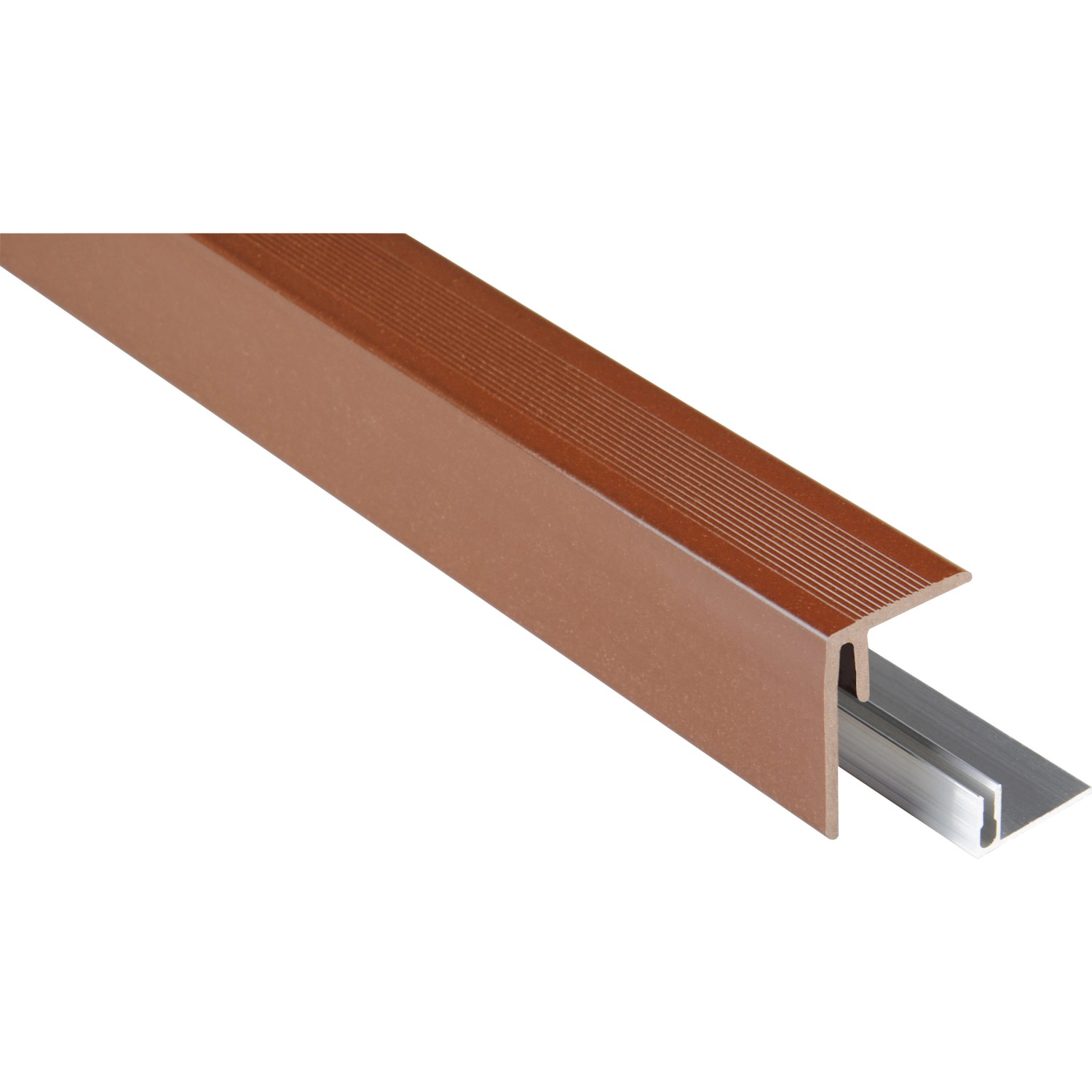 Kovalex WPC Seitenabschluss inkl. Alu-Befestigung Braun 4,8 cm x 6,4 cm x 250 cm