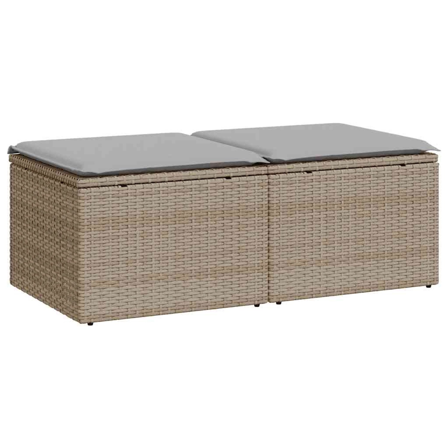 vidaXL 2-Tlg Garten-Sofagarnitur mit Kissen Beige Poly Rattan Akazie 332866 günstig online kaufen