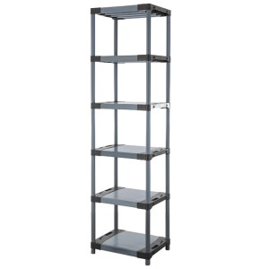 Graues PROREGAL Kunststoffregal Grey Bear Extra-Tall mit 6 Böden, Fachlast 120kg.