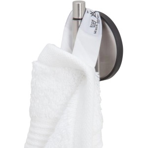 Tiger Haken Tune, Edelstahl gebürstet mit schwarzem Akzent, mit Handtuch.