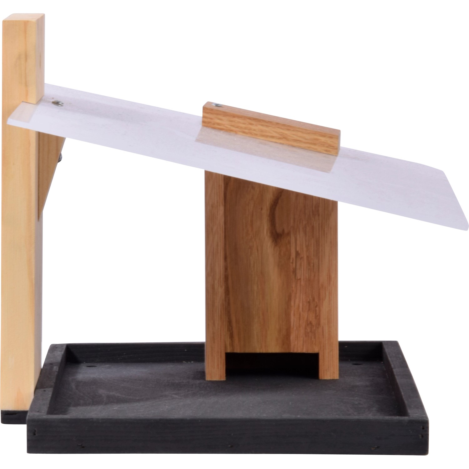 Modernes Vogelfutterhaus Futura I aus Holz mit Futter-Silo, 35x24cm, für Wildvögel.