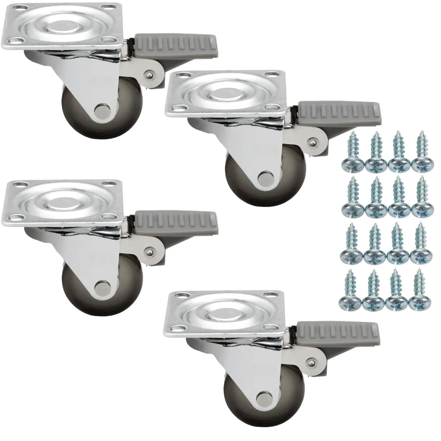 Thumbnail - SOTECH 4 Stück Möbelrolle KIEL Ø35 mm Braun mit Bremse inkl. Schraubenset