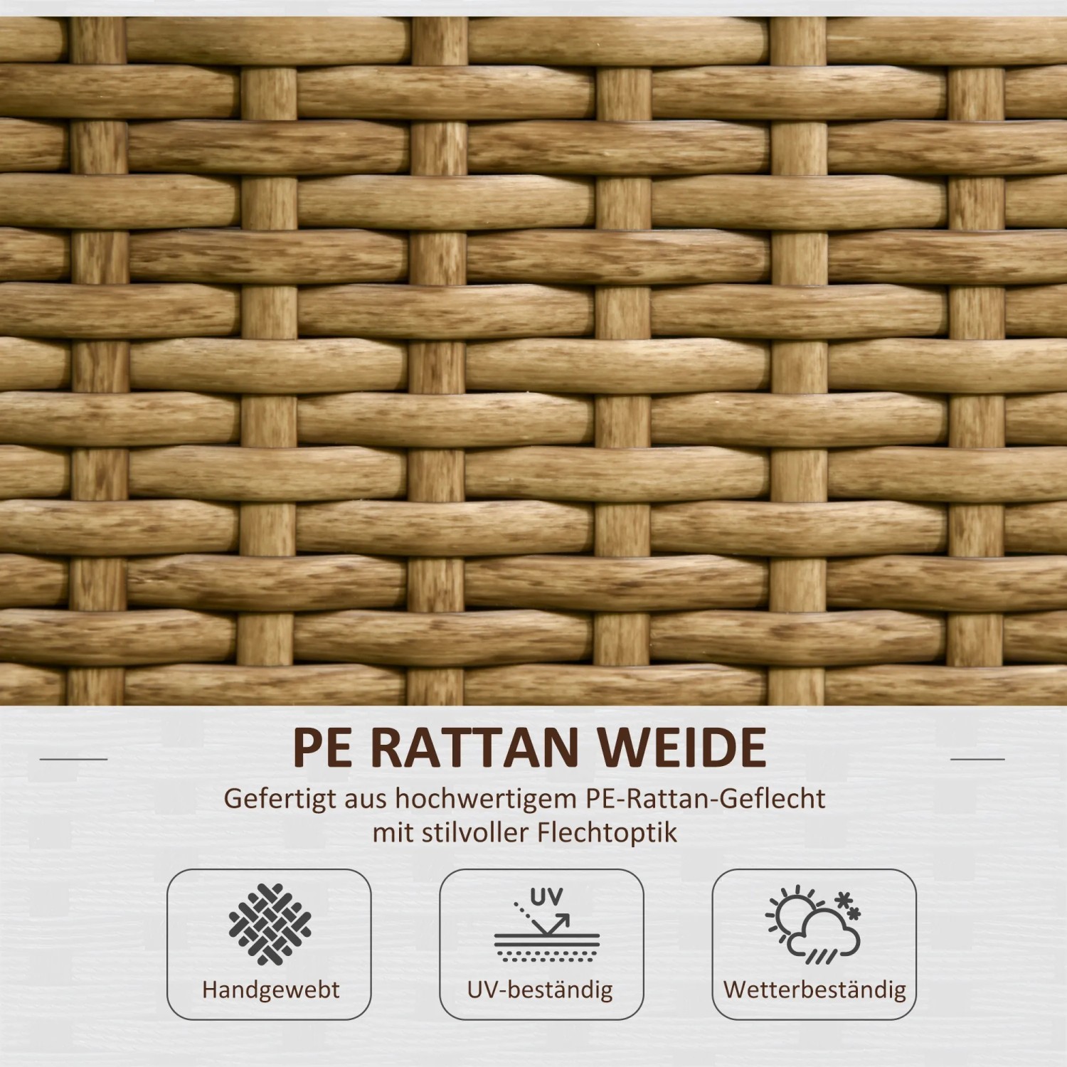 Outsunny Blumenkasten mit Spalier PE-Rattan Stahl 103L x 103B x 29H cm Sand_6