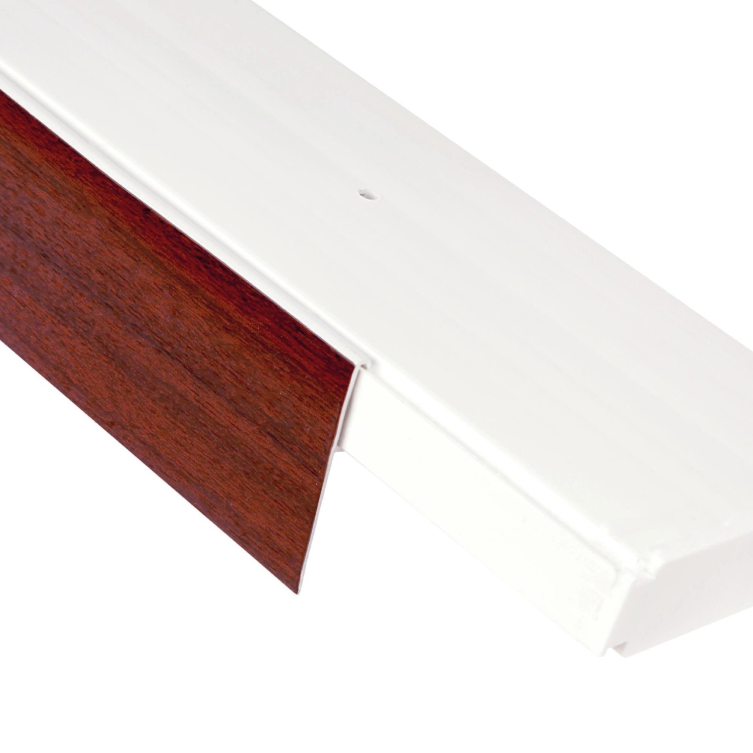 Bestlivings Gardinenschiene 270 cm mit Blende in Nussbaum-Optik.