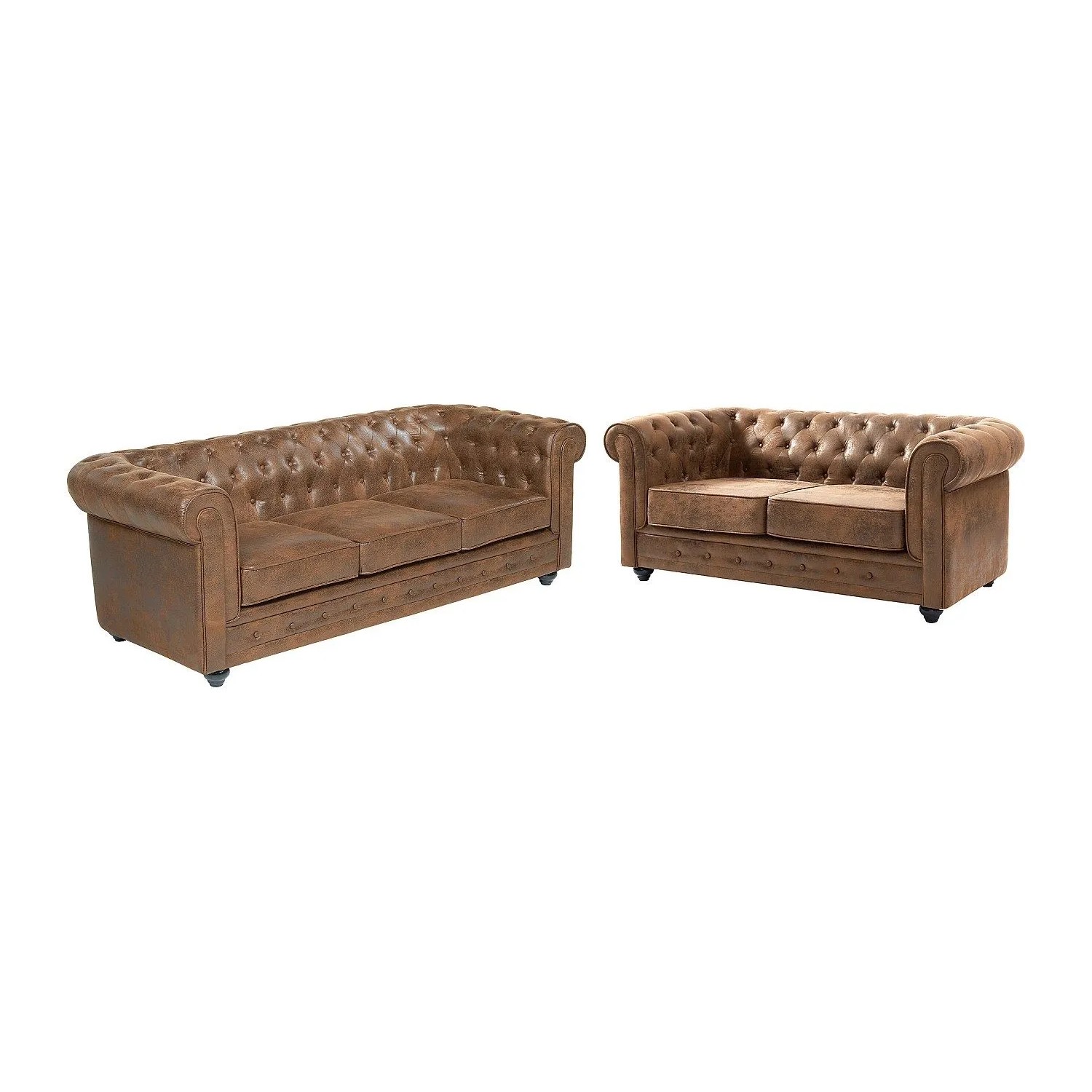 Vente-unique Couchgarnitur Chesterfield Braun 165 cm  206 cm