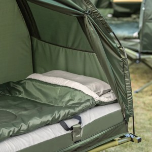 Grünes SoBuy Feldbett 4in1-Zelt mit Liege, Schlafsack und Kissen für Camping & Outdoor.
