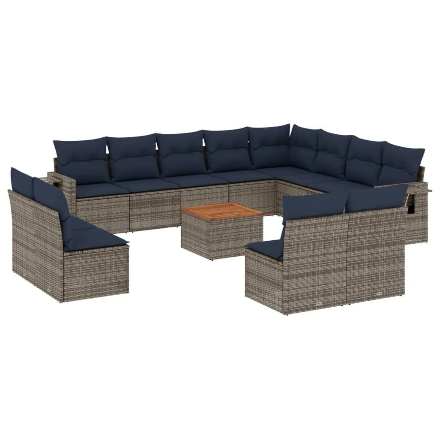 vidaXL 13-Tlg Gartensofa-Set mit Kissen Grau Polyrattan 3224815 günstig online kaufen