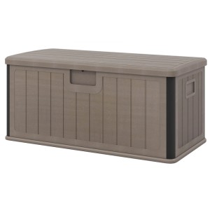 Costway Gartenbox 378 L Wasserdicht mit Abschließbarem Deckel Braun