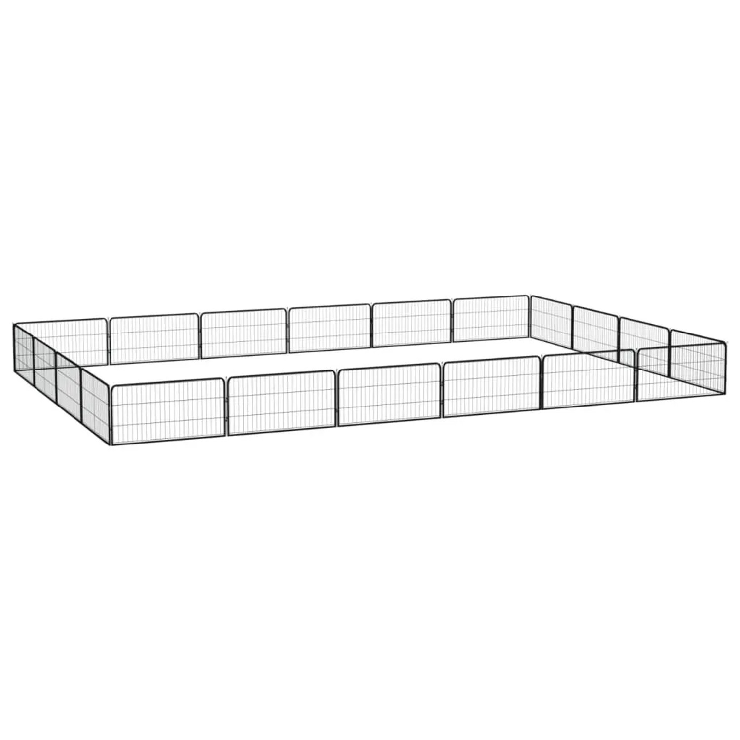 vidaXL 20 Tlg Hundelaufstall Schwarz 100x50cm Stahl Pulverbeschichtet 3115970