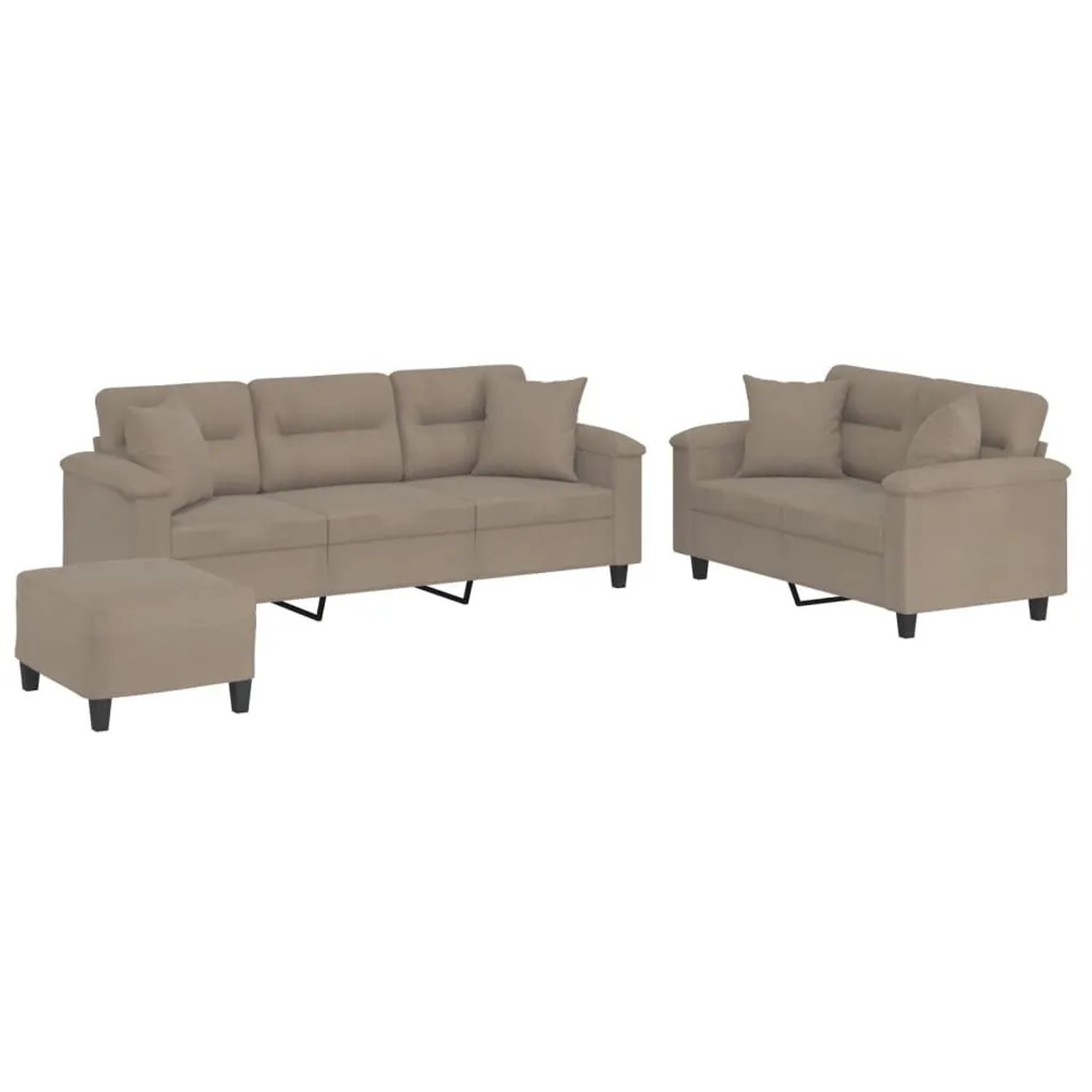 vidaXL 3-Tlg Sofagarnitur mit Kissen Taupe Mikrofasergewebe 3202356