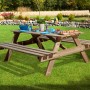 Weka Bierzeltgarnitur aus Holz, 181 cm, für Garten oder Terrasse. Feststehende Sitzbänke und Tisch.