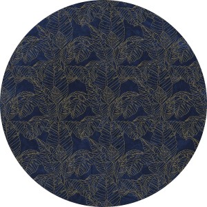 Runde, selbstklebende Vlies Fototapete Royal Blue (Ø 125cm) mit Blätter-Motiv.