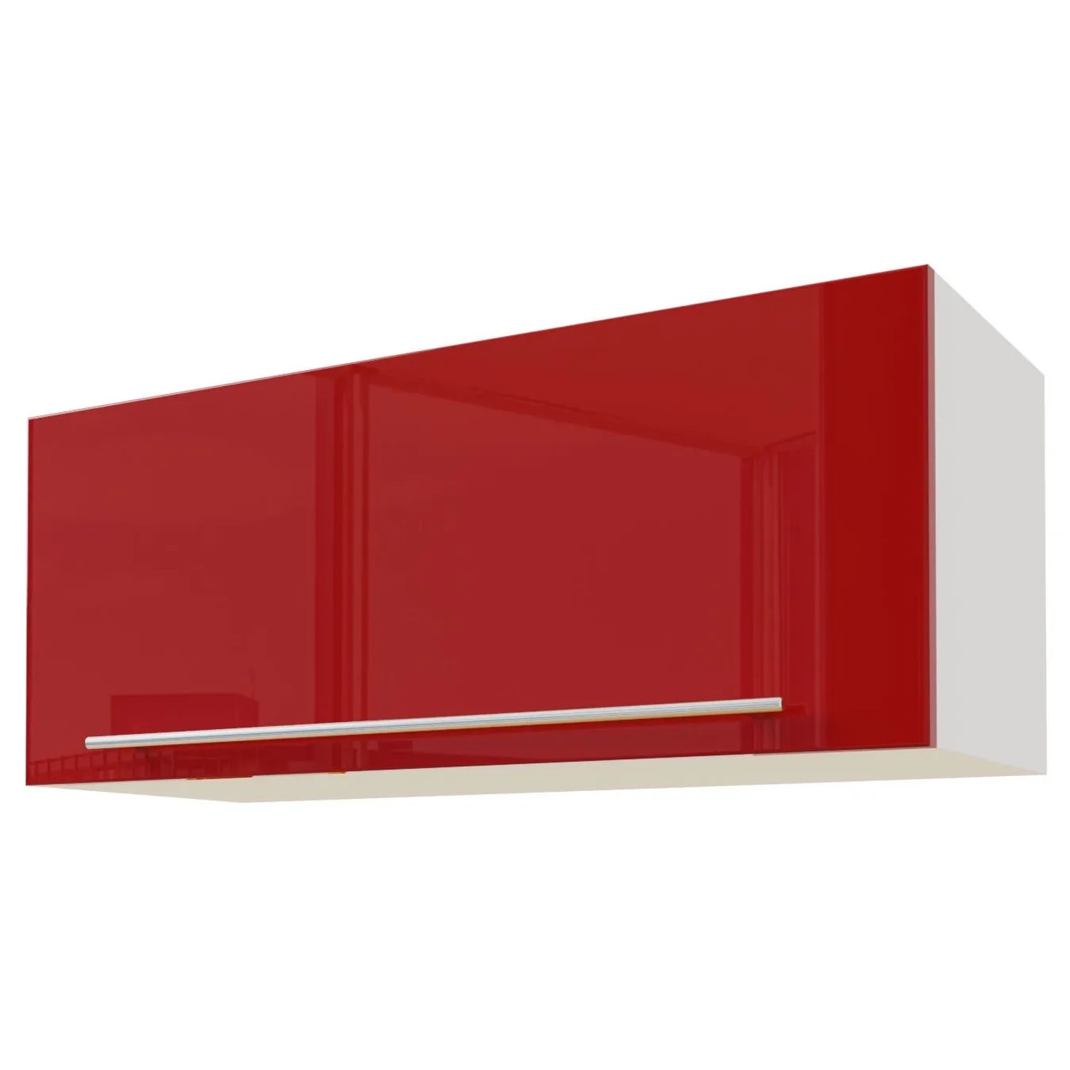 Feldmann-Wohnen Klapphängeschrank Brerra W4B/90 Weiß / RAL 3002 karminrot Hochglanz 90 / 32,5 / 36cm mit Gasdruckdämpfer