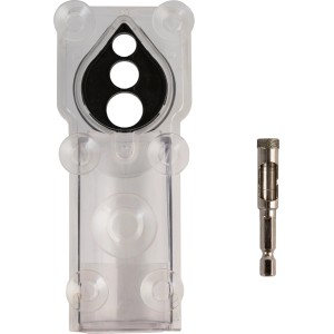 LUX-TOOLS PRO Diamant-Bohrer 10 mm mit transparenter Führungshilfe. Ideal für präzises Bohren in Fliesen.