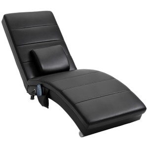 Schwarze HOMCOM Relaxliege mit hoher Rückenlehne, Massagefunktion und Fernbedienung. Gepolsterter Sessel im Lounge-Design.