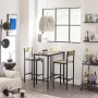 SoBuy Bartisch-Set OGT03-N mit 2 Barhockern, Holz/Metall, natur/schwarz. Ideal für Hausbar oder Küche.