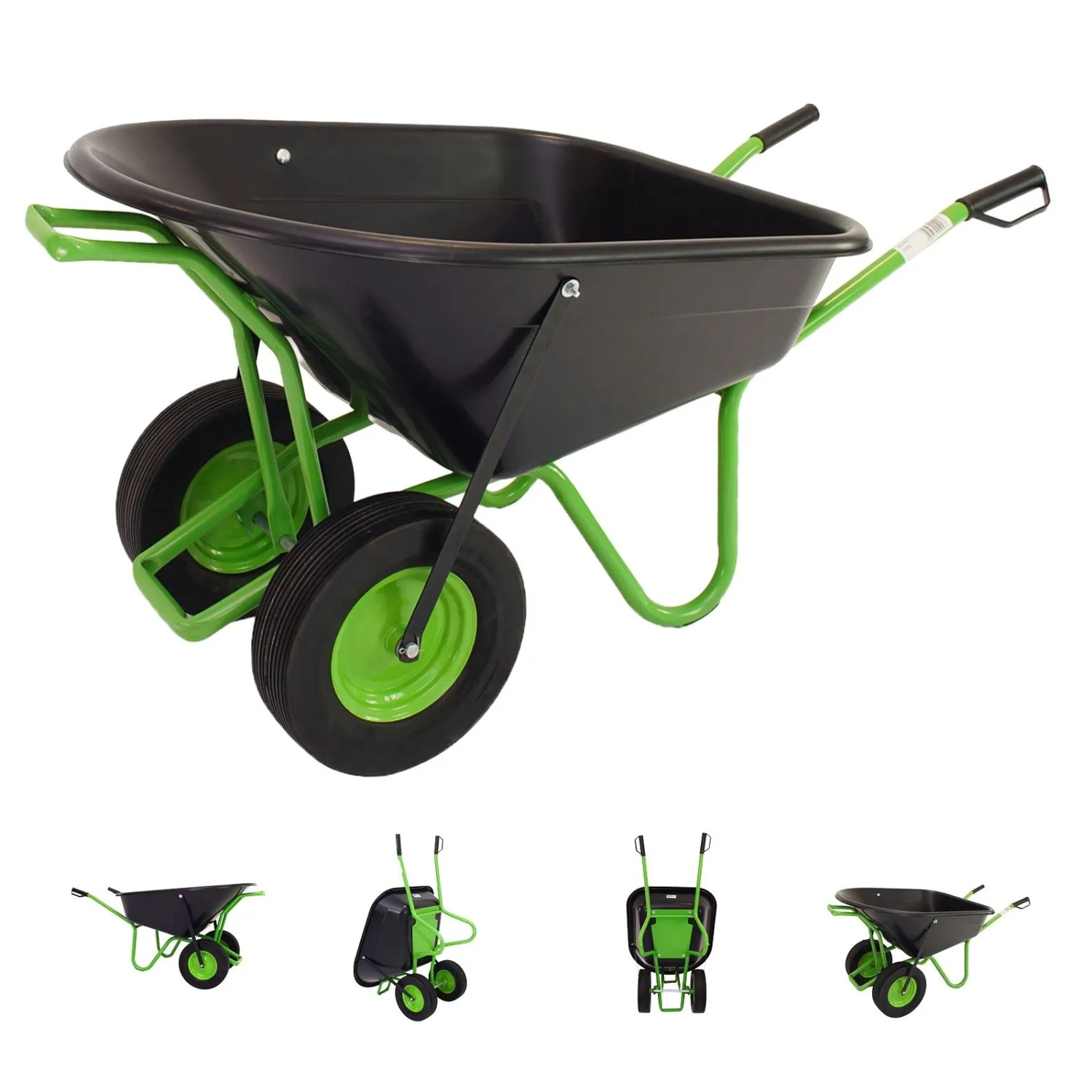 TRUTZHOLM 2 Rad Schubkarre 160L 220 kg Vollgummireifen Metallfelge Grün