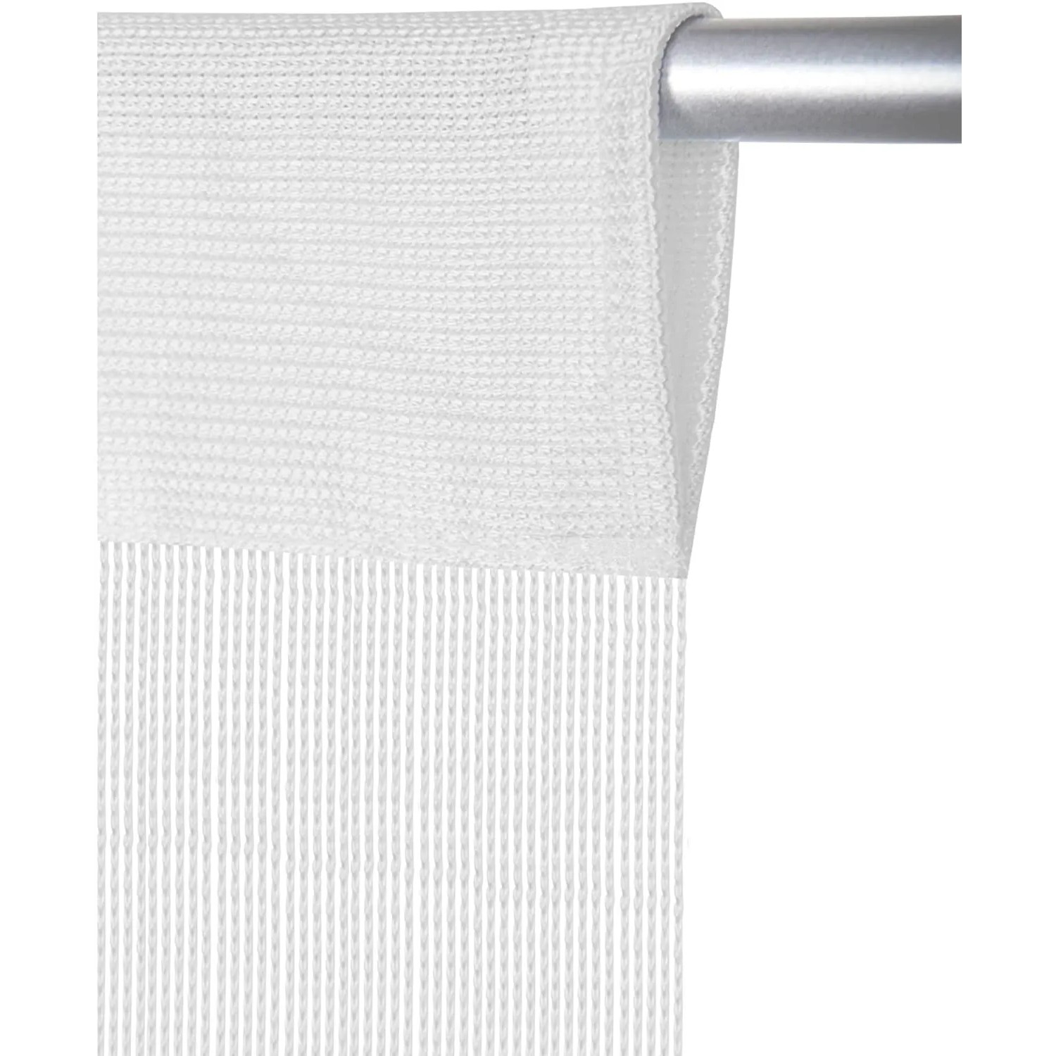 Weißer Fadenvorhang Prince 140x250 cm mit Stangendurchzug.