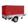 Stema Anhänger-Set Variolux 750 mit roter Hochplane, Abstellstützen und Stützrad.
