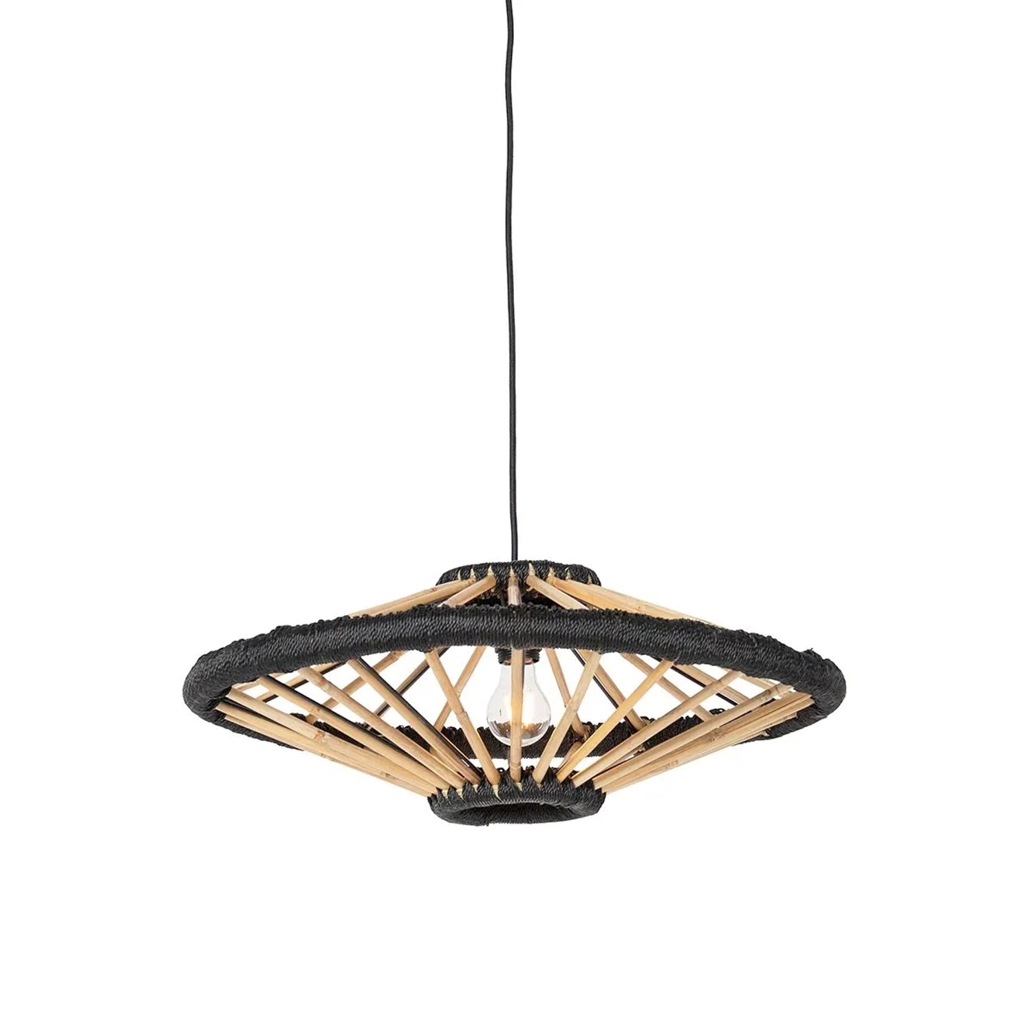 QAZQA Orientalische Hängelampe Bambus mit Schwarz 60 cm Evalin