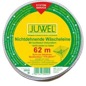 Juwel Wäscheleine Twaron 62m, Rolle mit Leine für Wäschespinnen. Reißfest und wetterbeständig.