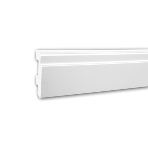 Weiße PROFHOME Sockelleiste aus Polyurethan, 200x2,6x11 cm, für den Innenbereich.