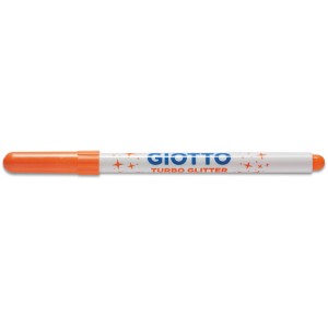 Orangefarbener Giotto Turbo Glitter Fasermaler mit feiner Spitze.