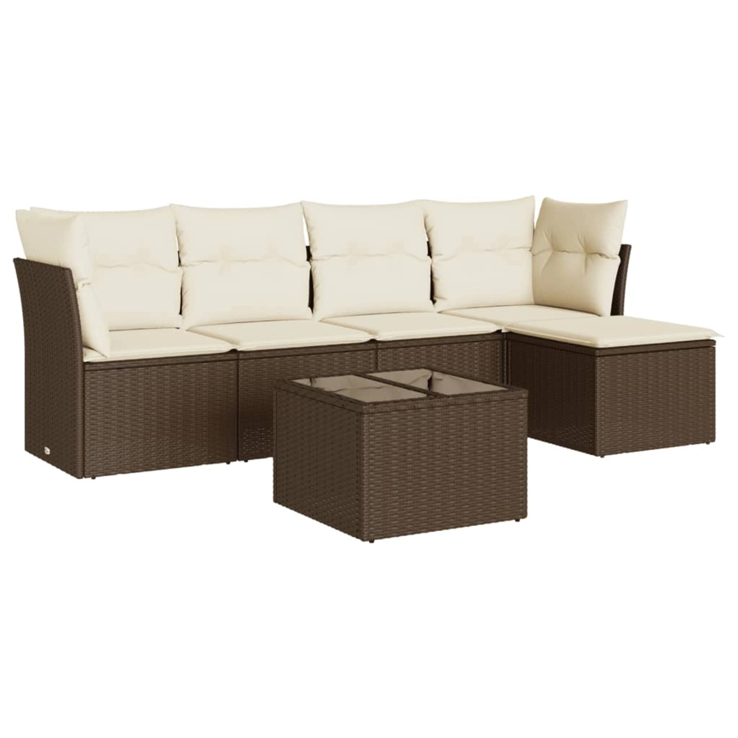 vidaXL 6-Tlg Garten-Sofagarnitur mit Kissen Braun Poly Rattan 3217573 günstig online kaufen