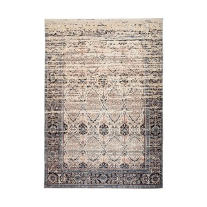 Beige-blauer Vintage Teppich (170x240 cm) mit orientalischem Muster für Wohnräume.