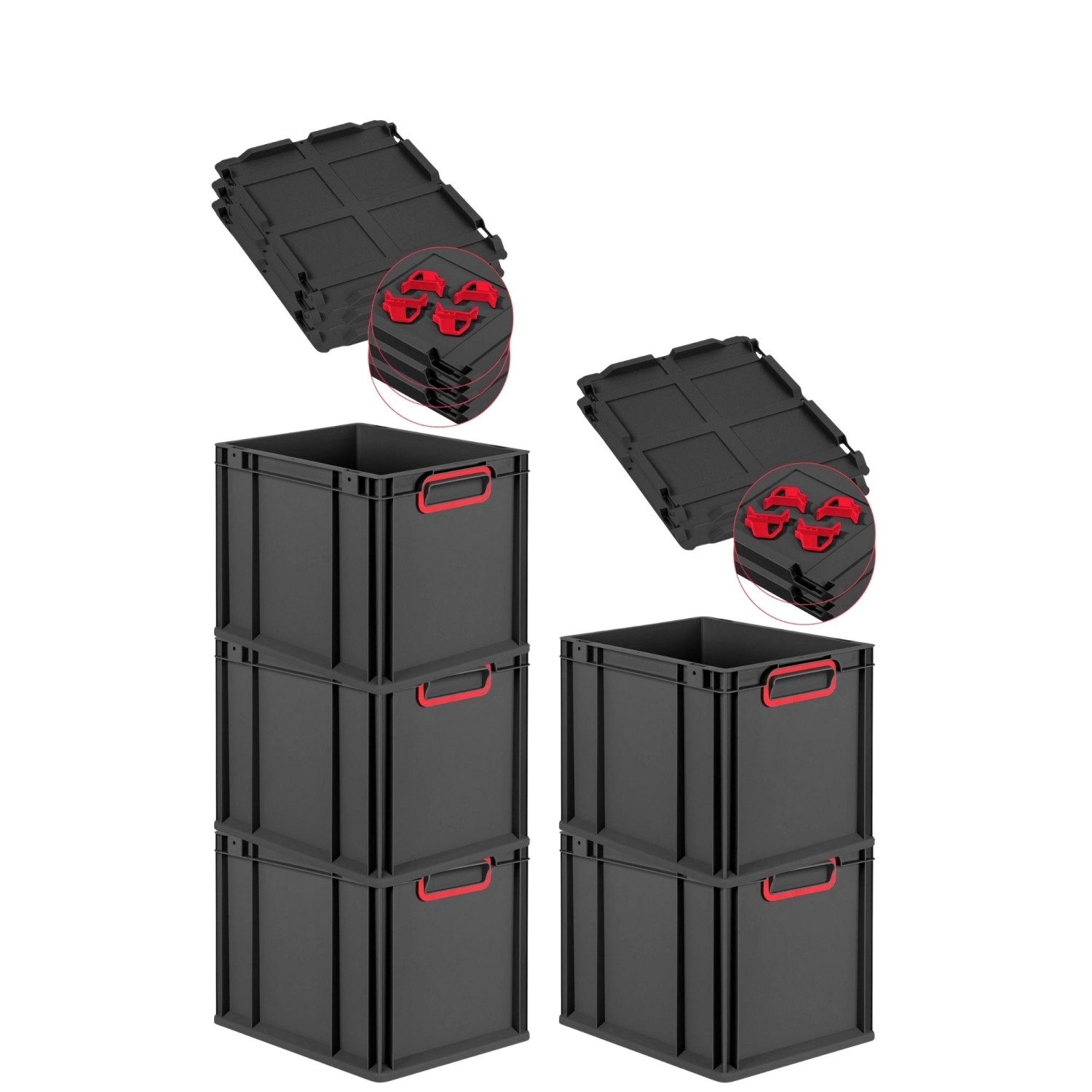 PROREGAL SparSet 5x Eurobox Nextgen Color Mit Auflagedeckel HxBxT 32x30x40c günstig online kaufen