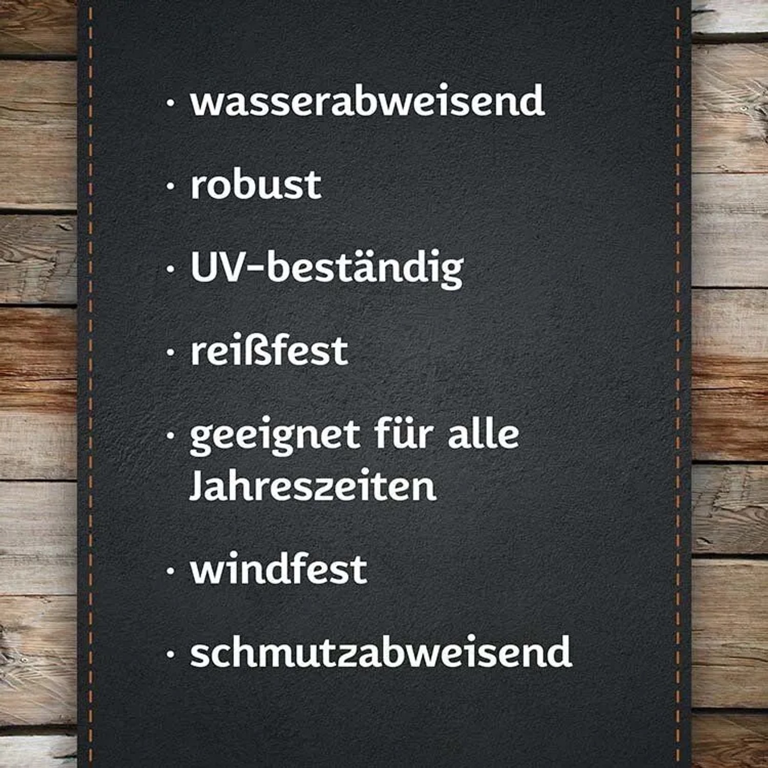 Eigenschaften der TTL Grillabdeckung: wasserabweisend, robust, UV-beständig, reißfest, windfest und schmutzabweisend.