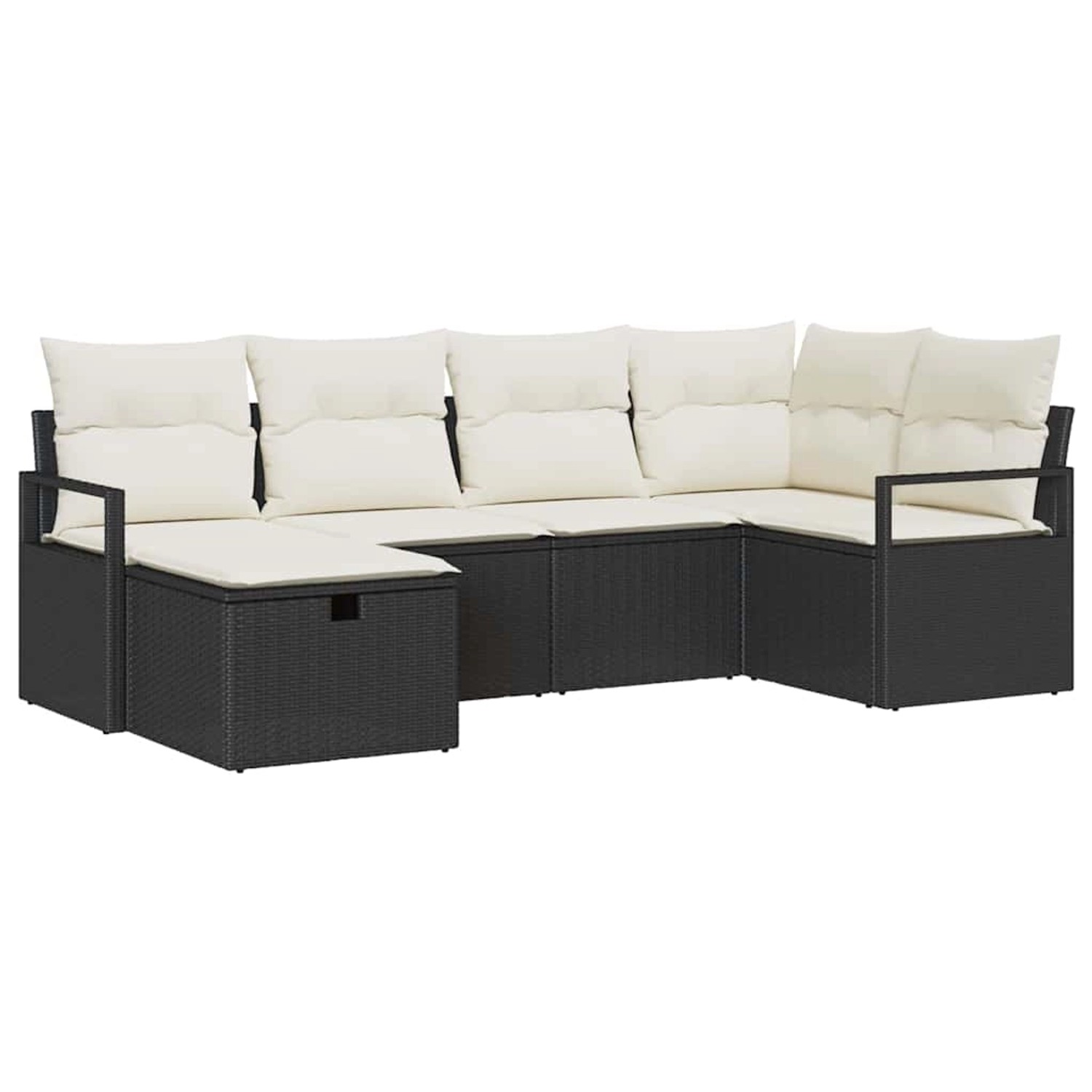 vidaXL Garten-Sofa-Set mit Kissen 6-Tlg Schwarz Poly Rattan 3360508 günstig online kaufen