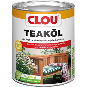 Dose Clou Teaköl Transparent 750ml für Holzpflege & Schutz von Gartenmöbeln.