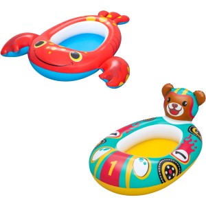 Bestway Kinder-Schlauchboote Splash Buddy, 2-fach sortiert: Hummer und Bär Design für Badespaß.