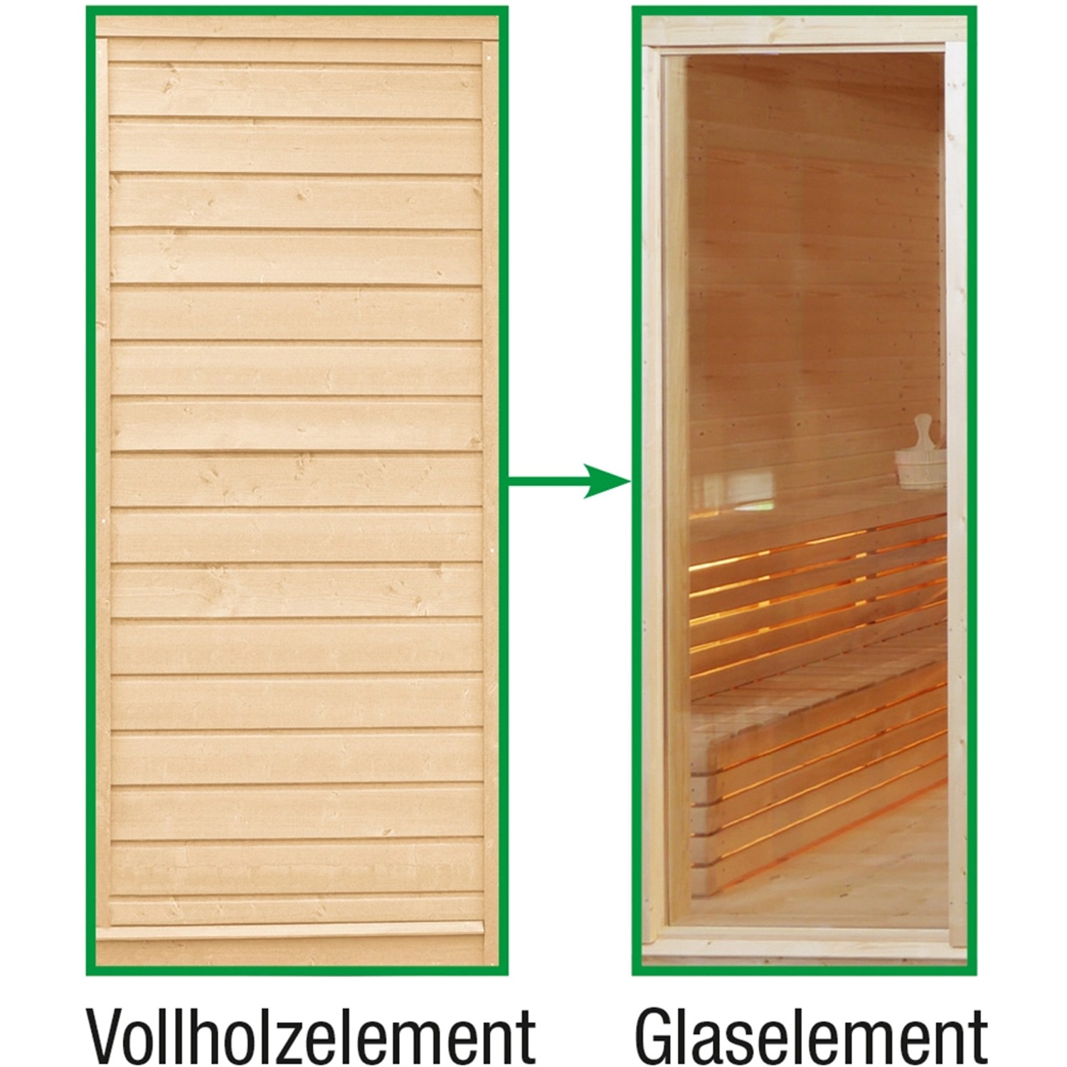 Wolff Finnhaus Sauna Paradiso Vollholz- gegen Glaselement