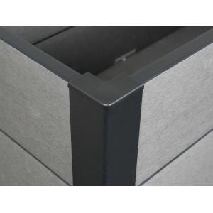 Detailaufnahme WPC Balkonhochbeet Grau-Schwarz mit Alu-Pfosten, Ecke