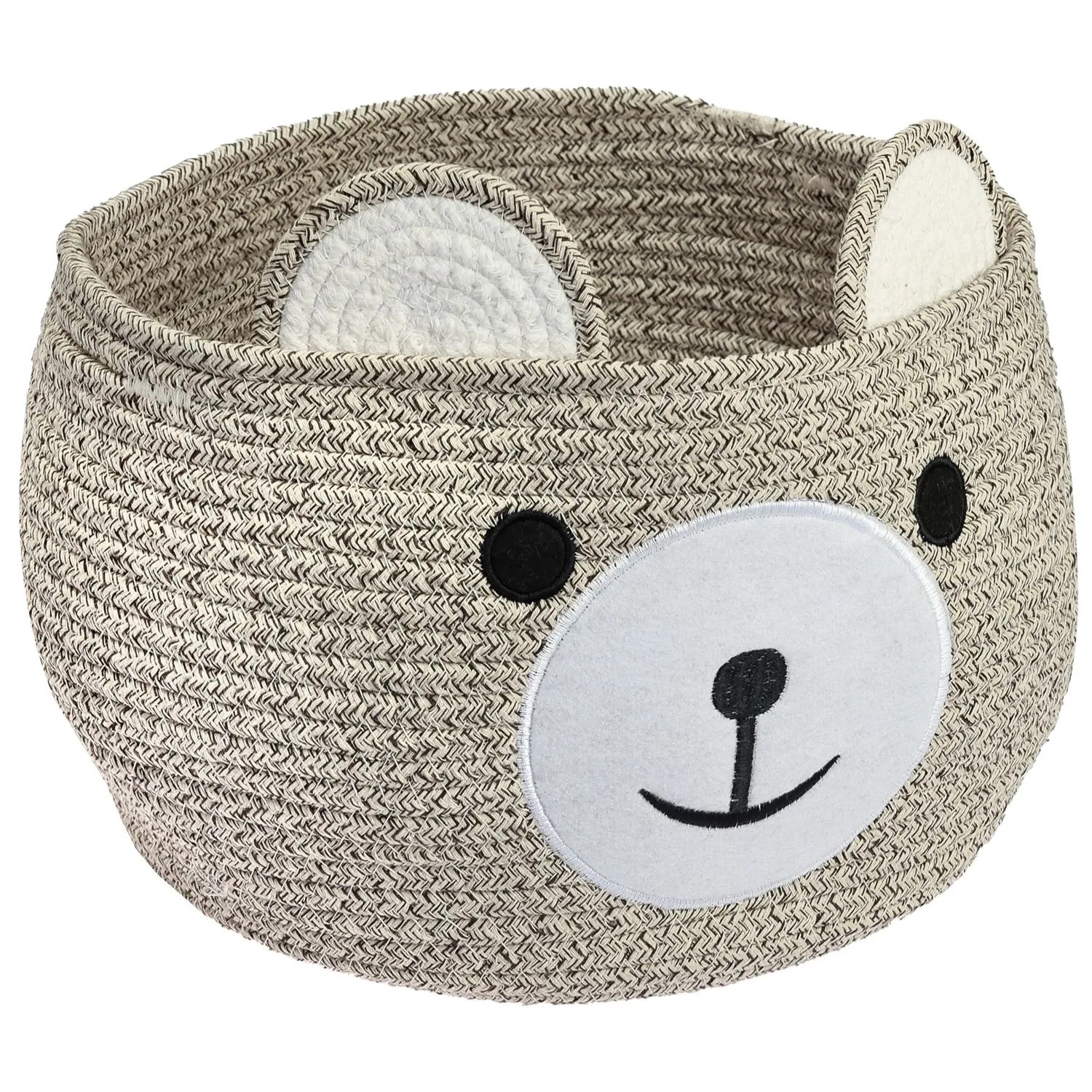 HMF 39021-30CM-29 Aufbewahrungskorb Versteckten Griffen Korb Kinderzimmer Baumwolle Bär 30 x 24 cm Hellbraun