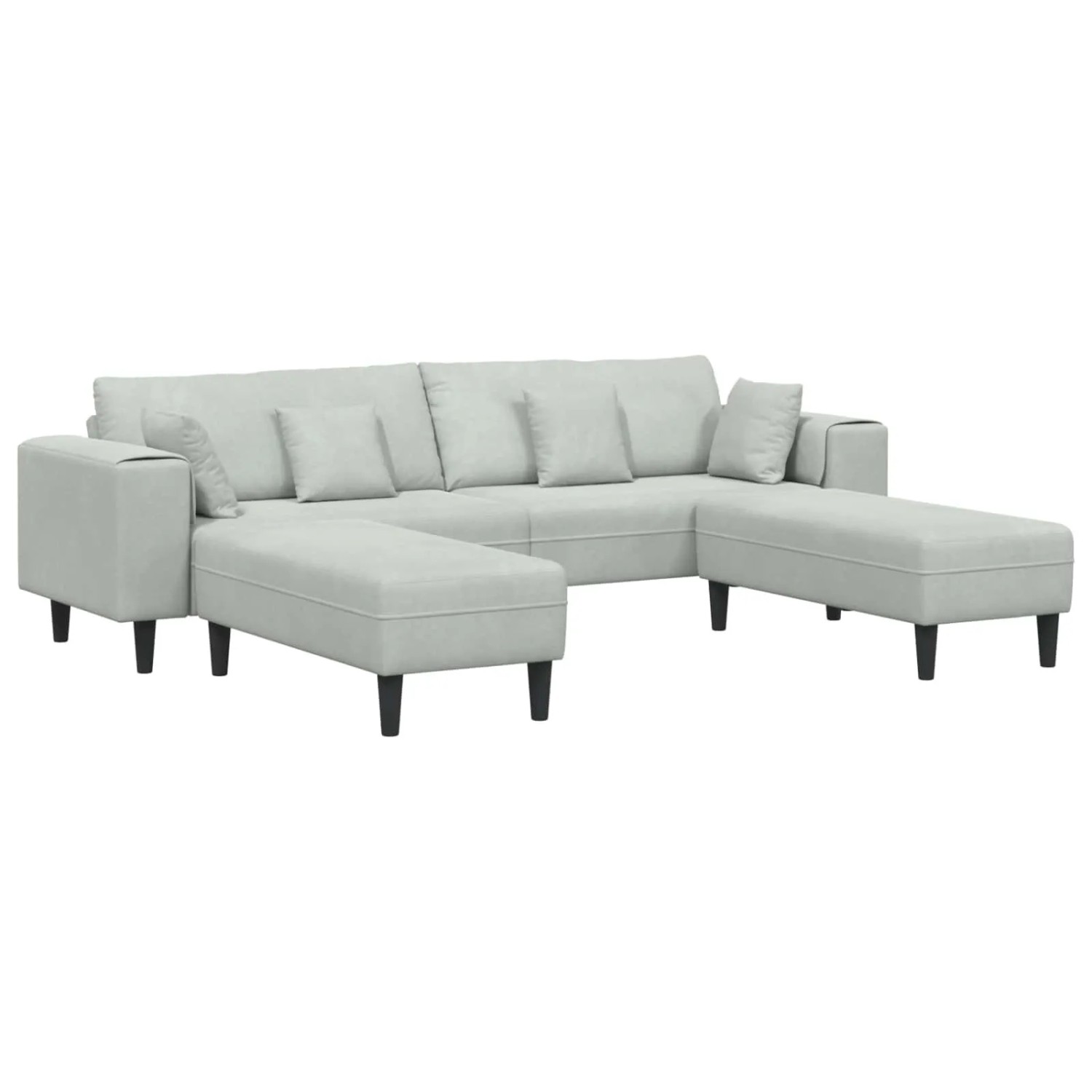 vidaXL Sofa mit Kissen 3-Tlg Hellgrau Samt 3335172