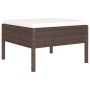 Brauner vidaXL Gartenhocker aus Rattan mit cremefarbenem Polster, Teil eines Lounge Sets.