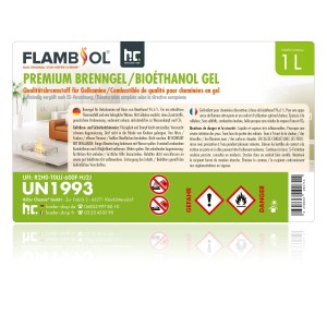 Flambiol Premium Brenngel, 30 x 1 Liter Gebinde für Kamine und Öfen.
