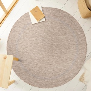 Runder, beiger Ayyildiz In- & Outdoor-Teppich Relax, 160x160 cm, in Sisaloptik. Wetterfest und robust.
