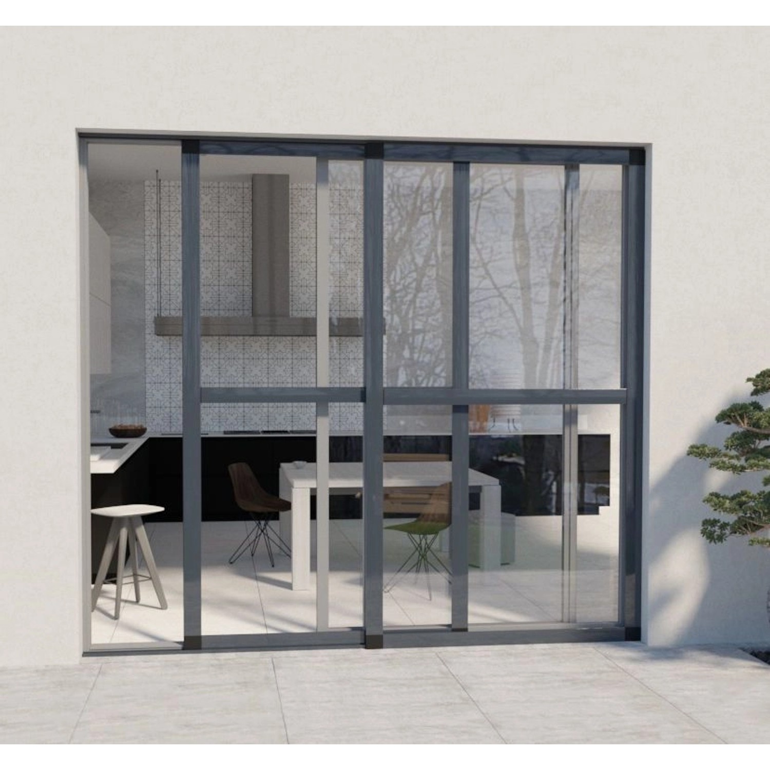 Anthrazitgraue Avosdim Fliegengitter Schiebetür aus Aluminium, 160x240cm, für Insektenschutz.