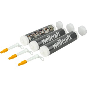 wolfcraft Leerkartuschen 3er-Set (310 ml) für Fugenmassen, mit Düsen und Verschlusskappen.