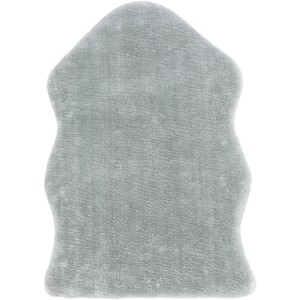 Grauer Teppich Lambskin in Felloptik, 55x80 cm, ideal als Bettvorleger.