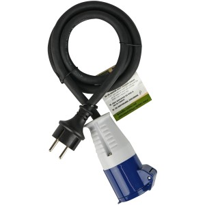 CEE Adapterkabel Südeuropa, 1,5 m langes Kabel mit Stecker und Kupplung.