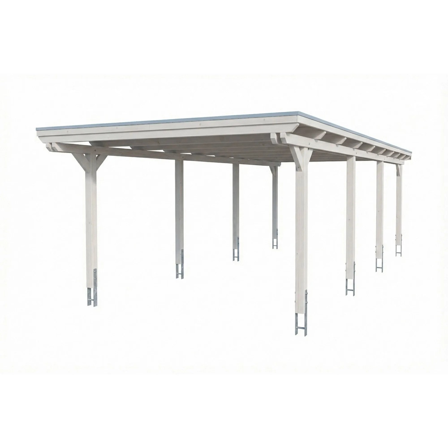 Skan Holz Carport Emsland Stahl-Dachplatten 402 cm x 846 cm Weiß