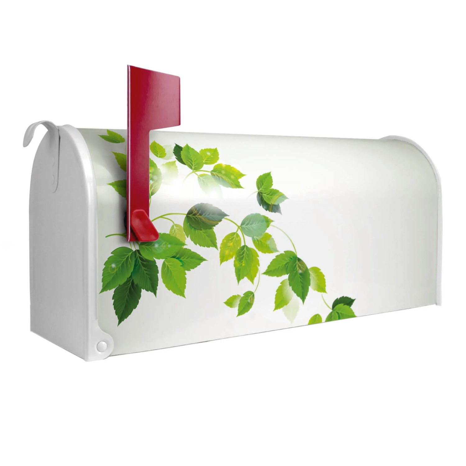 Banjado Amerikanischer Briefkasten Weiß  48x22x16cm - US Mailbox / Letterbox Postkasten Stahl / Pulverbeschichtet Motiv Wt Blätterranke