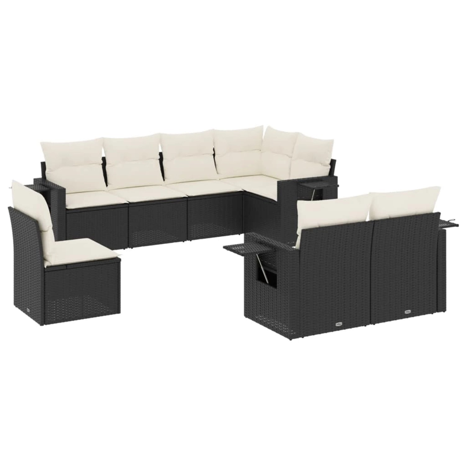 vidaXL 8-Tlg Garten-Sofagarnitur mit Kissen Schwarz Poly Rattan 3220435 günstig online kaufen