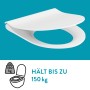 Weißer baliv WC-Sitz für Wand-WC Mansfield, Duroplast mit Soft-Close, bis 150kg belastbar.