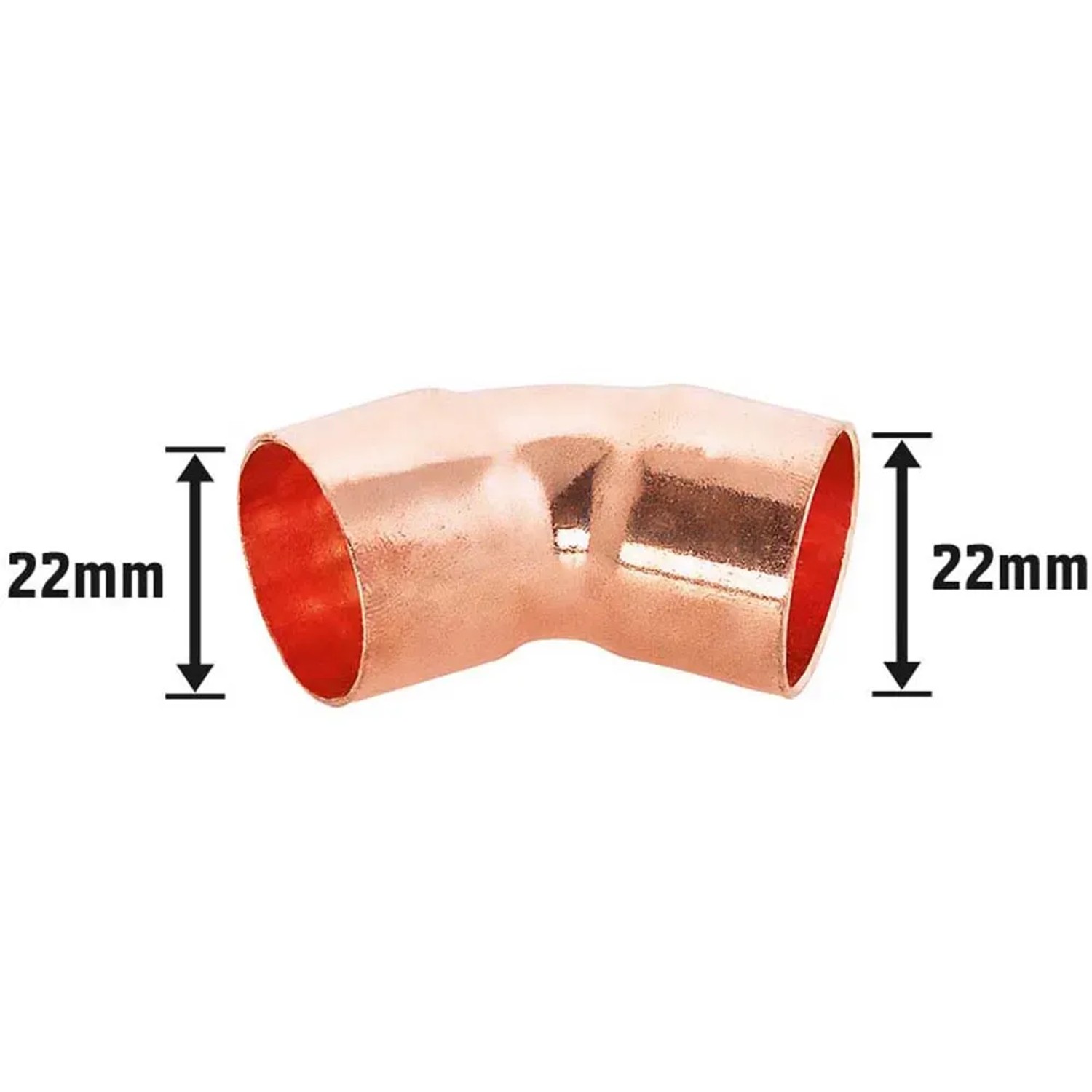 Löt-Bogen, Ø 22 mm, aus Kupfer, zur dauerhaften Verbindung von Kupferrohren.